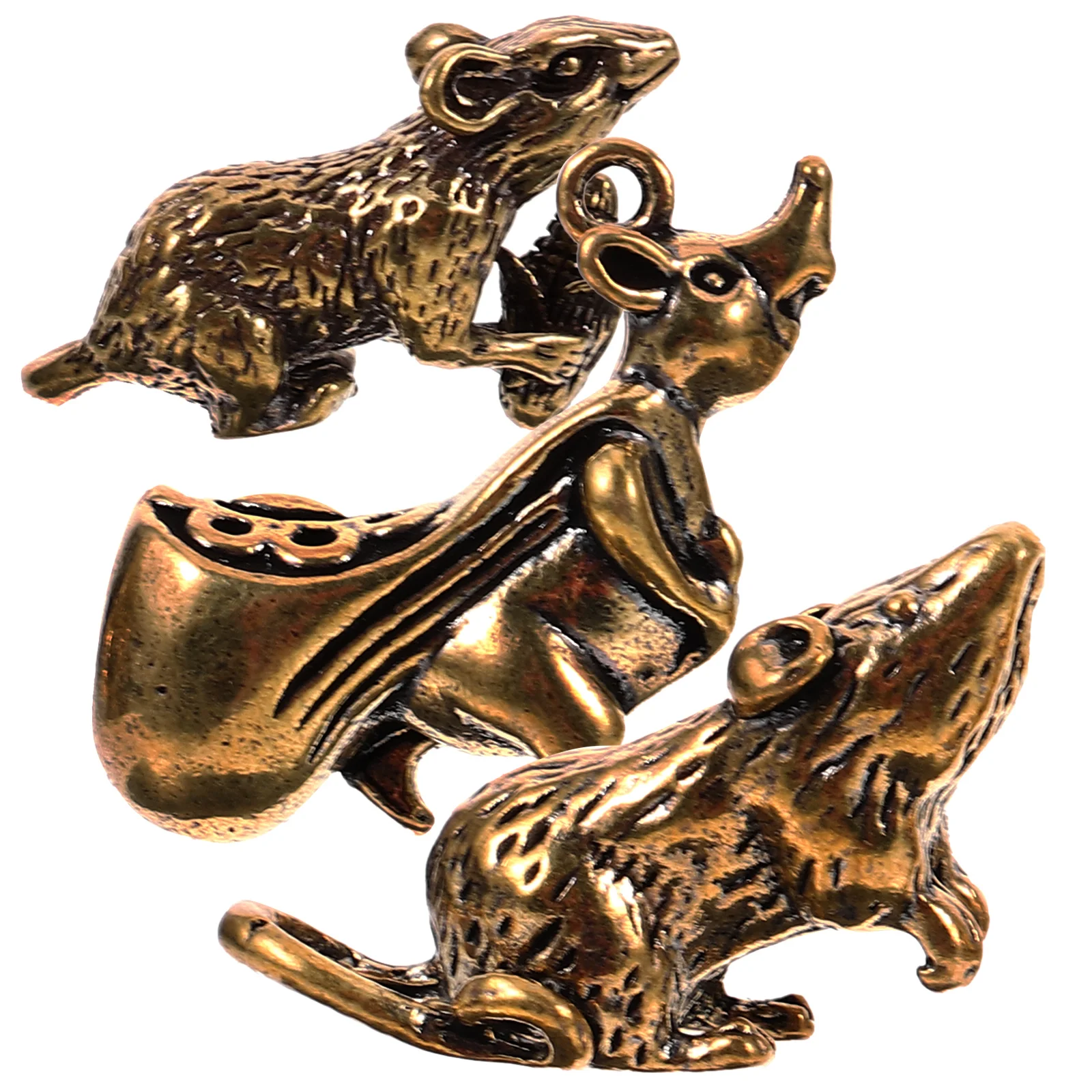 

3Pcs CopperRatPendant VintageZincAlloyMouseCharm DIYJewelryMakingSupplies KeychainDecor PendantNecklace CharmBracelet