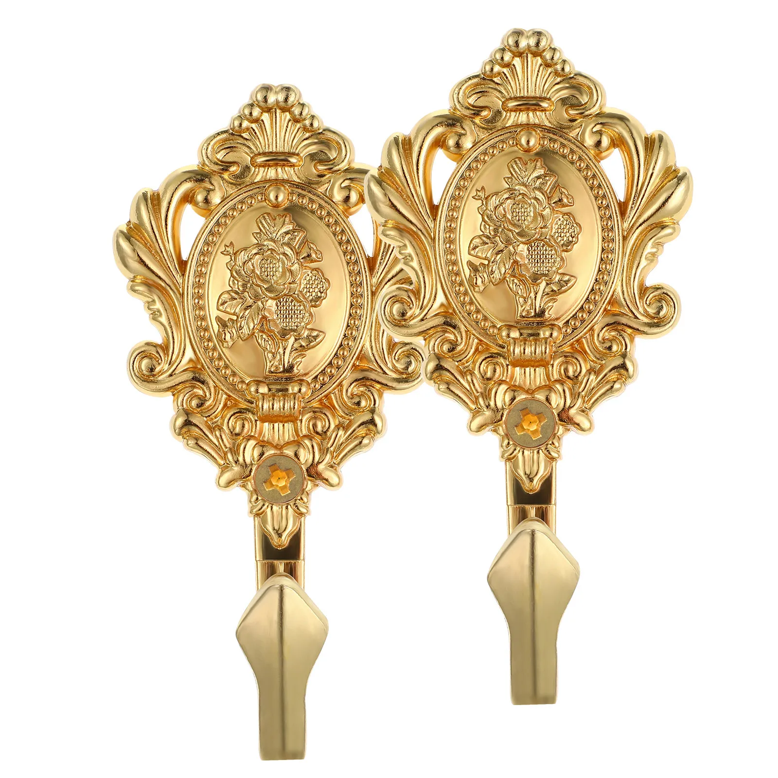 Vintage Curtain Tiebacks Set – Zinc Alloy Rose-Carved Holdbacks for Drapery, Wall Decor, Indoor Use