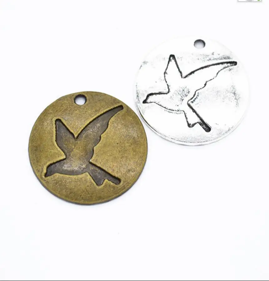 

50pcs Charms Peace Dove 23*23mm Tibetan Bronze Silver Color Pendants Antique Jewelry Making DIY Handmade Craft F0800