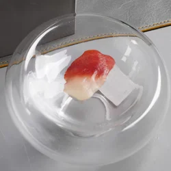 Double Layer Bubble Glass Ware, Dessert Plates, High-end Restaurant Cold Dishes, Japanese Cuisine Sashimi Plates, Art Tableware