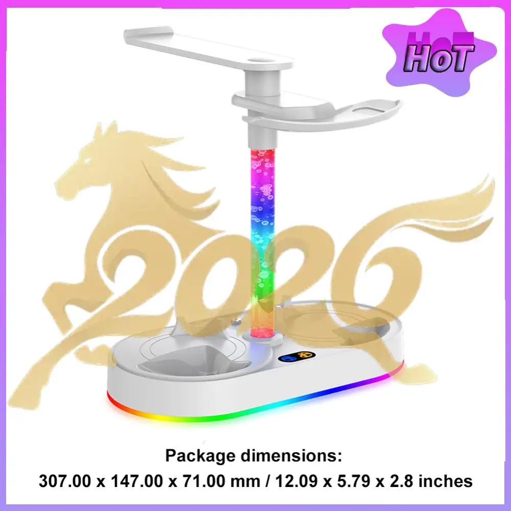 Estación de Carga con Luz RGB, Base de Carga con 4 Adaptadores Magnéticos, Soporte para Auriculares para el Controlador de Play Station5 VR2