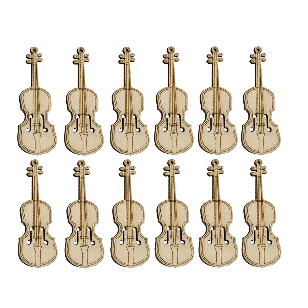 

12 Pcs Mini Violin Toys Musical Ornament Small House Decor Micro Scene Wooden Photo Prop Model