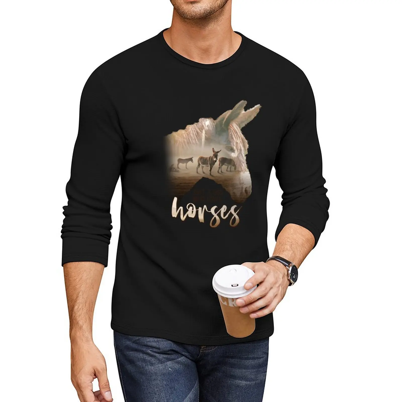 

Donkey Just A Girl That Loves Horses Parody Long T-Shirt boys animal print shirt oversized t shirts Men's t shirts