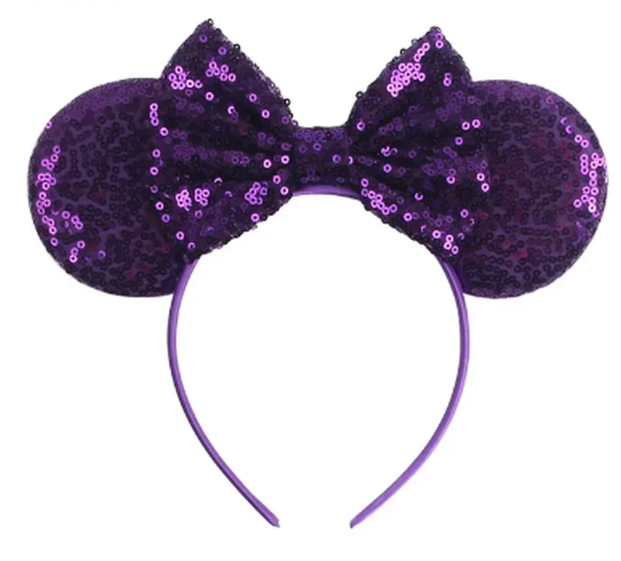 

Halloween Purple Colors Mouse Ears Headband Festival Sequin Bow Hairband Party Cosplay Hair Accessories For Girls Children