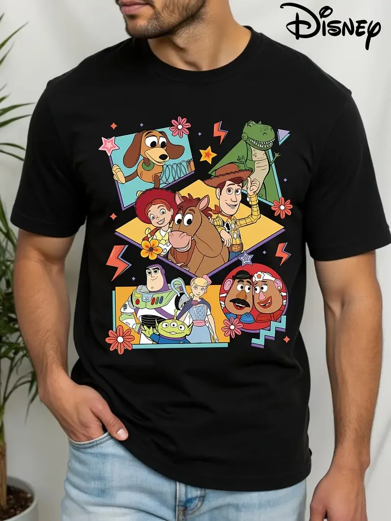 

Мужская футболка большого размера Disney Toy Story Woody Jessie, повседневная хлопковая женская футболка, одежда унисекс с короткими рукавами для отпуска