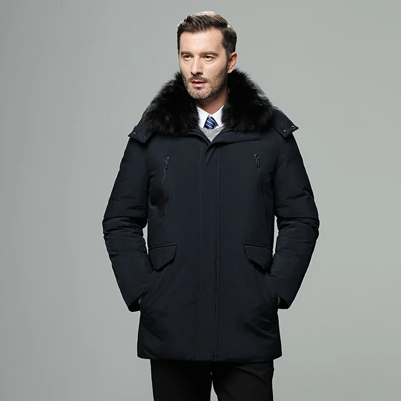 blue dress for baby girl Men's long Canadian winter coat in 100% wool – Desloups #DLM-504 main image 0