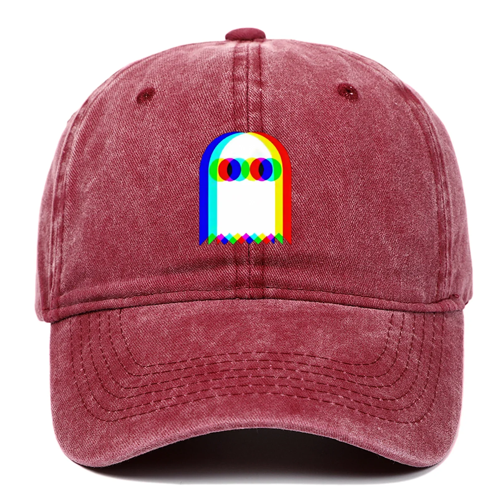 Customization Colorful Ghost Print Baseball Cap Suitable For Daily Dressing Up And Halloween Parties, Adjustable Outdoor Sun Pro