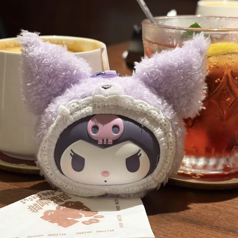 In Stock Sanrio Fluffy Teddy Bear Series Blind Box Kawai Vinyl Plush Pendant Kuromi Melody Figure Doll Mystery Box Toys Gifts