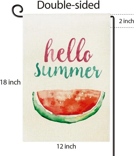 Hello Summer Garden Flag Double Sided Watermelon Burlap House, 12x18 Inches XXQ