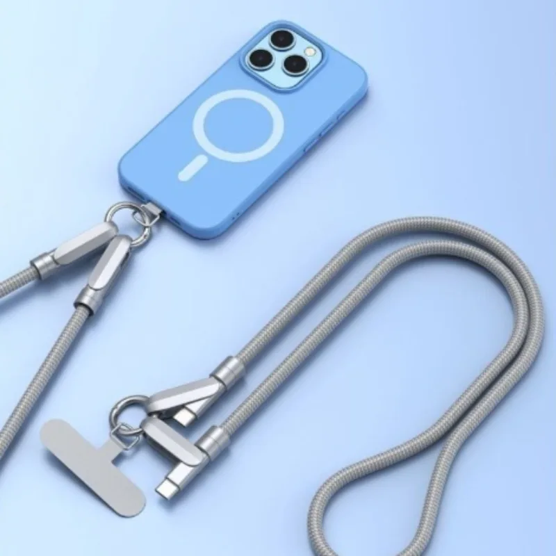 

120W Fast Charging USB-C Cable Phone Accessory Braided Lanyard Detachable Neck Strap Multi-Device Charger Cord Type C Fashion