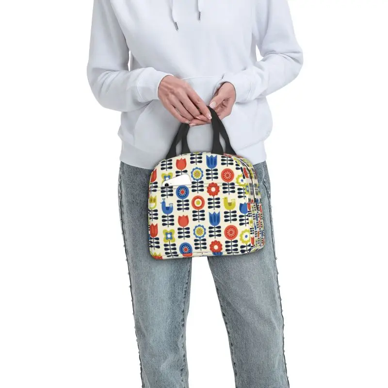 Custom Flowers Orla Kiely Thermal Insulated Lunch Bag Women Portable Lunch Tote for Kids School Children Multifunction Food Box
