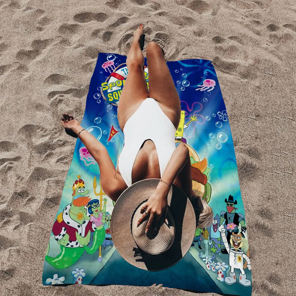 Cartoon S-Spongebob Big Microfiber Beach Towels Quick Dry Towel Sand Beach Towels Pool Towel For Travel Swim Pool Yoga