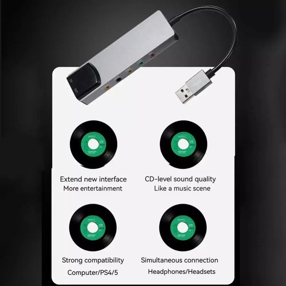 New USB Sound Card Portable Practical External Audio Card Game Live Streaming Voice Chat SPDIF Optical for PC/Computer