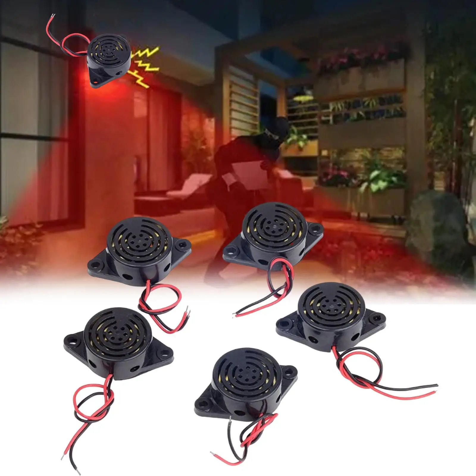 5 Pieces Active Piezo Buzzer, Buzzer, Alarm Piezo DC3-24V Continuous Beep Beeper Sounder Project Tone Alarm Alarm for Vehicles