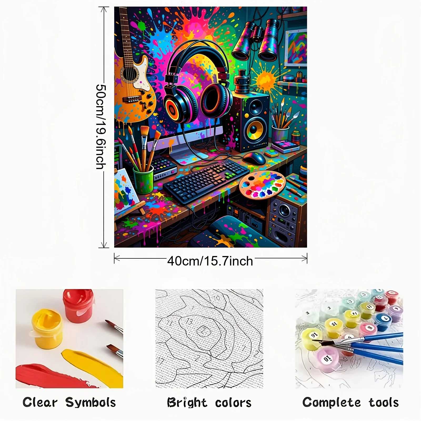 A Set of Digital Oil Painting Kit for Beginners, Designed for Professional Art Use. This Colorful Art Scene for a Computer Desk