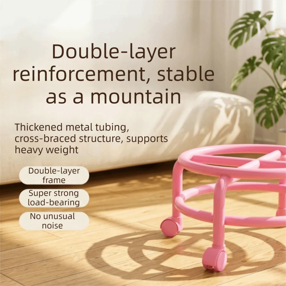 Thickened Sponge Cushion Rotating Rolling Stool Round Stool Jointed Stool Rolling Pulley Chair Edge-mending Design Pulley System