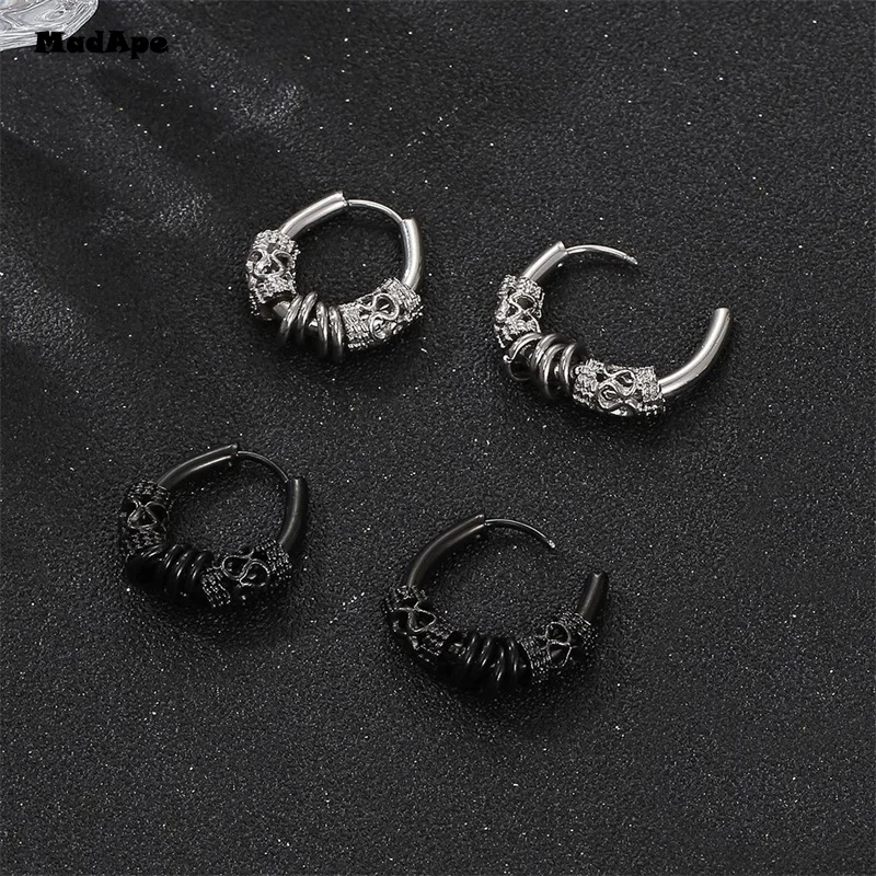 New Punk Stainless Steel Chain Hoop Earrings For Women Men 2021 Trendy Goth Pop Hip Hop Pendants Ear Jewelry Accessories Earring