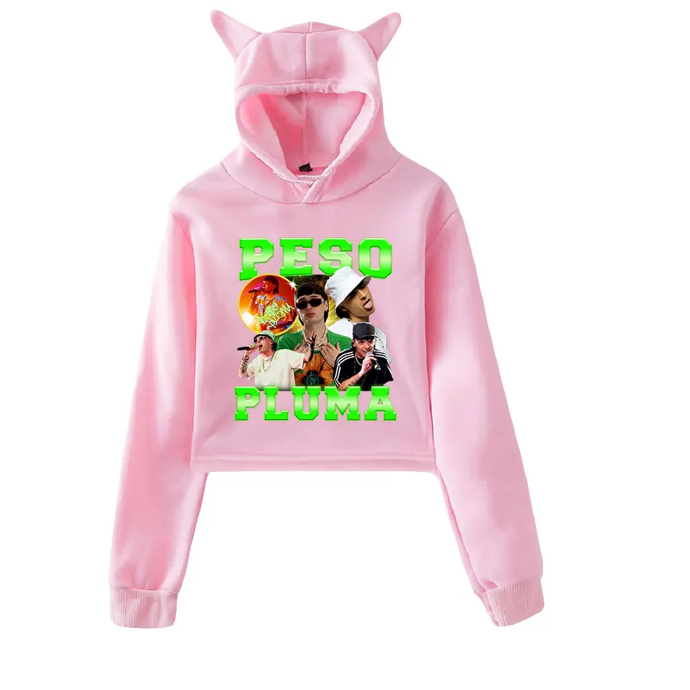 Peso Pluma Pullover Cat Orars Hoodie Sweatshirts Met Lange Mouwen Vrouwelijke Crop Top 2023 Hippe Jonge Zangeres Dameskleding