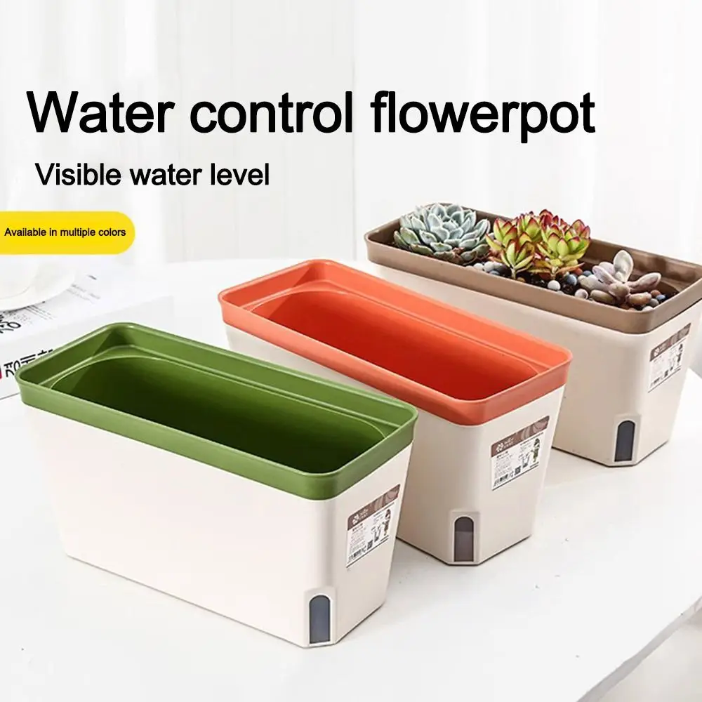 

Modern Stylish Double Layer Flower Pot Rectangular Indoor Flower Planter Box Vegetable Planting Pot Hydroponics Planter