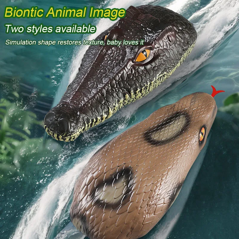 Realistic Crocodile & Python RC Boat - 2.4GHz Waterproof Remote Control Animal Ship, High-Speed Pool Toy Gift for Kids Adults