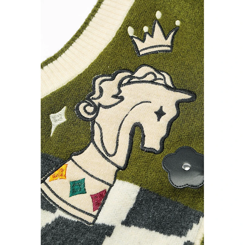 ELFSACK 2025 الشتاء الوافدين الجدد عارضة فضفاض الرسم القرن تبديل زر الخامس الرقبة سترة للمرأة #5