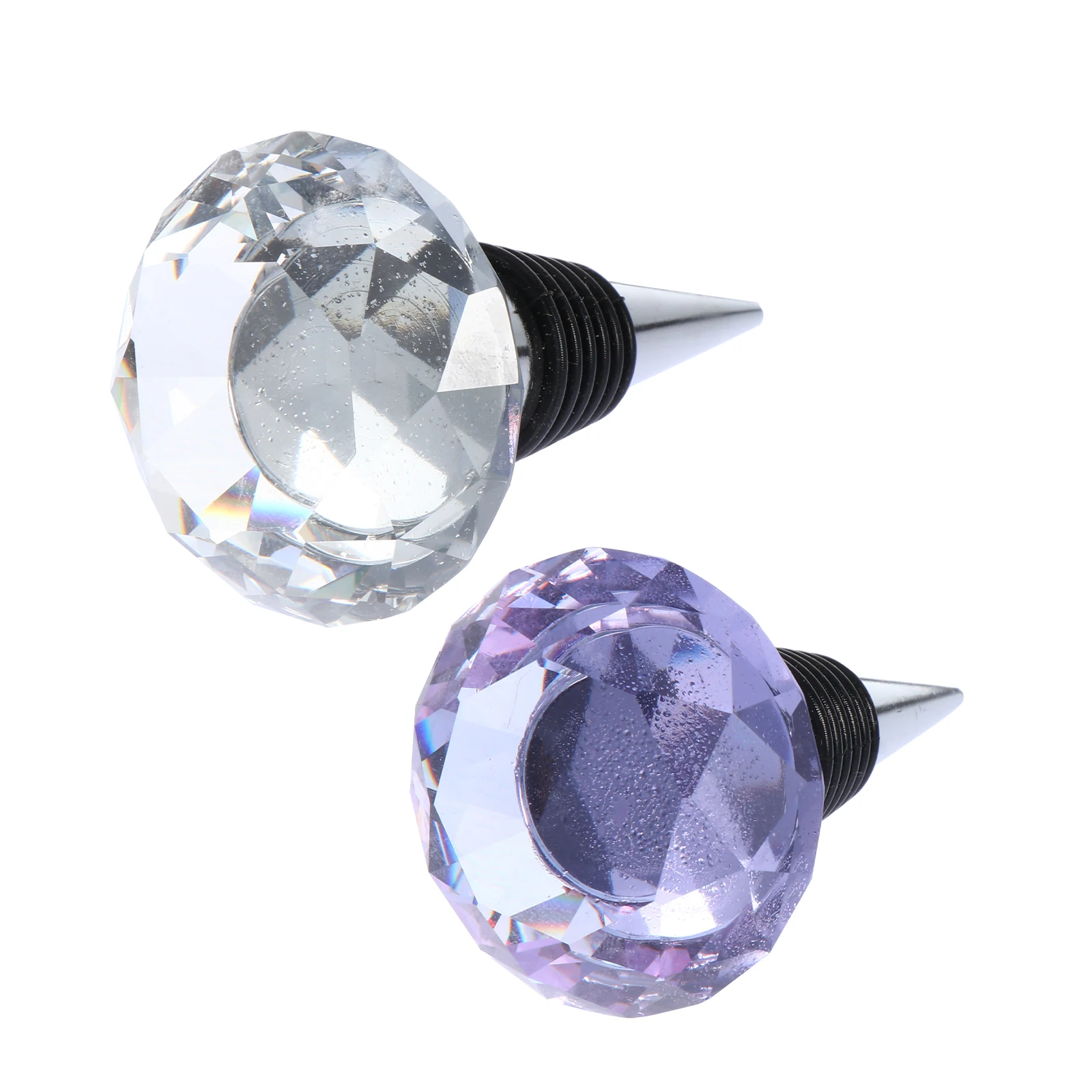 

2pcs Crystal Stopper Beverage Bottle Stoppers Glass Bottles Transparent Purple Suitable Beer