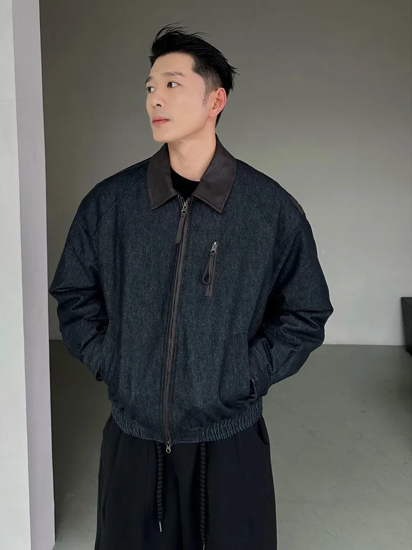 

Мужская джинсовая куртка Cleanfit синего цвета с отложным воротником, зимняя, теплая, из полиэфирного волокна, с наполнителем из белого пуха, свободный крой