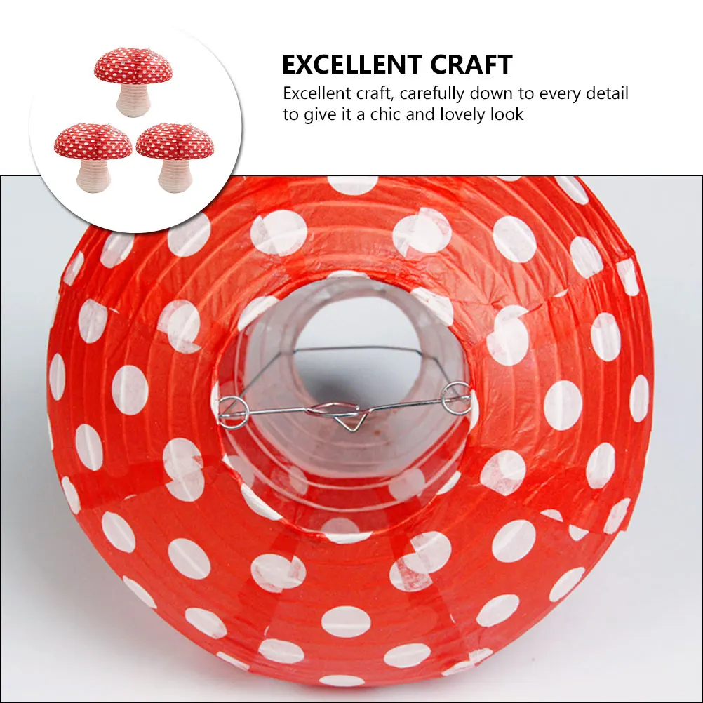 

3 Pcs Mushroom Paper Lanterns Woodl Birthday Decorations Baby Shower Nursery Festive Outdoor Indoor Activities