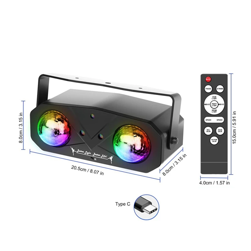 Party Light Disco Ball Light Dj Light Disco Light Ocean Light Star Light Projector Dance Light Sound Activated with Remote Contr