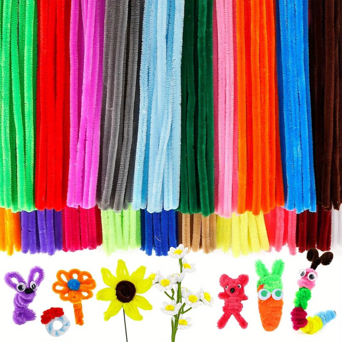 301 Stück Mehrfarbige Pfeifenreiniger - 30 cm Bastelbedarf für DIY Kunst- und Handwerksprojekte, Muttertags-Party ZSY