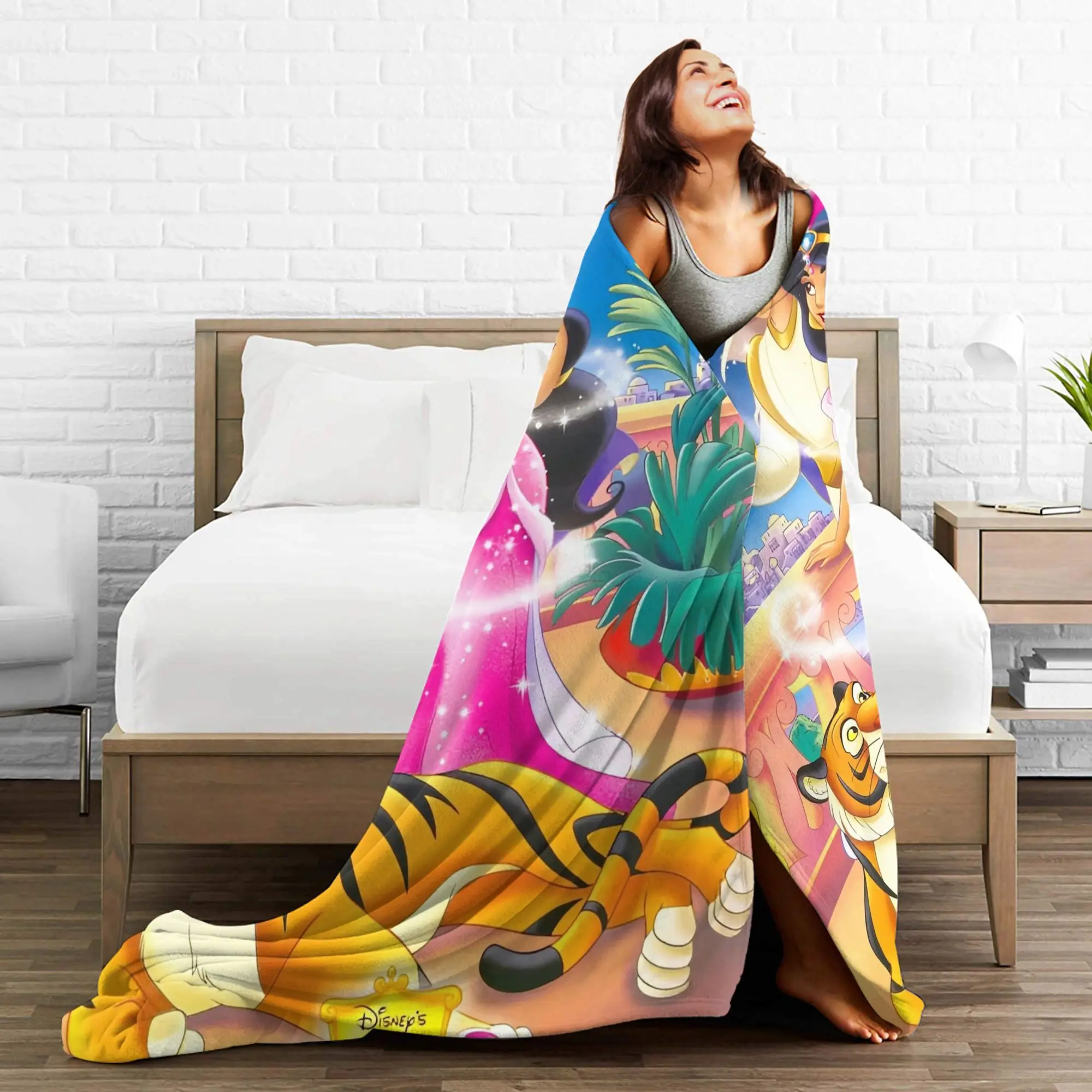 علاء الدين الياسمين الكرتون بطانية دافئة رقيق أفخم رمي بطانية للأريكة السرير الزخرفية الفانيلا المفرش غطاء السرير