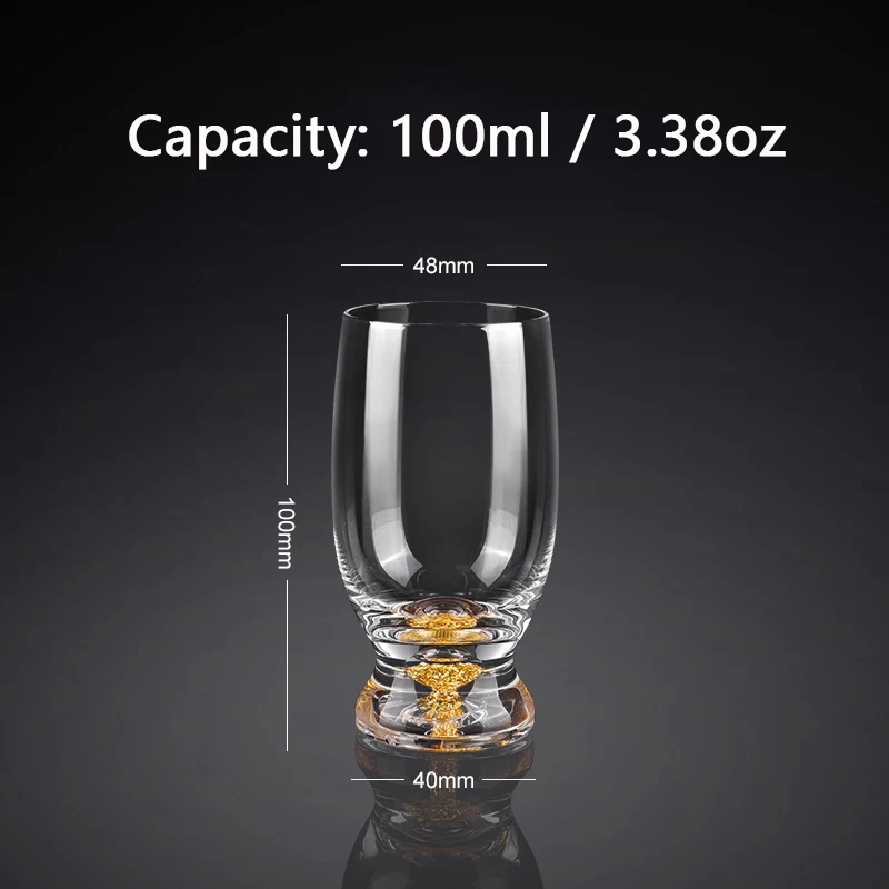 100ml Crystal Liquor Glasses Set Of 2/4/6pcs Whisky Vodka Shot Glass Wine Glasses Golden Glass Spirits Sake Soju Brandy TeaCup