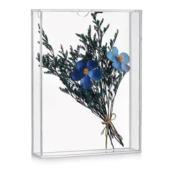 Shadow Box Frame Acrylic Photo Picture Frame DIY Tabletop Display Case All Clear Memory Box for Dried Flowers Birthday Wedding