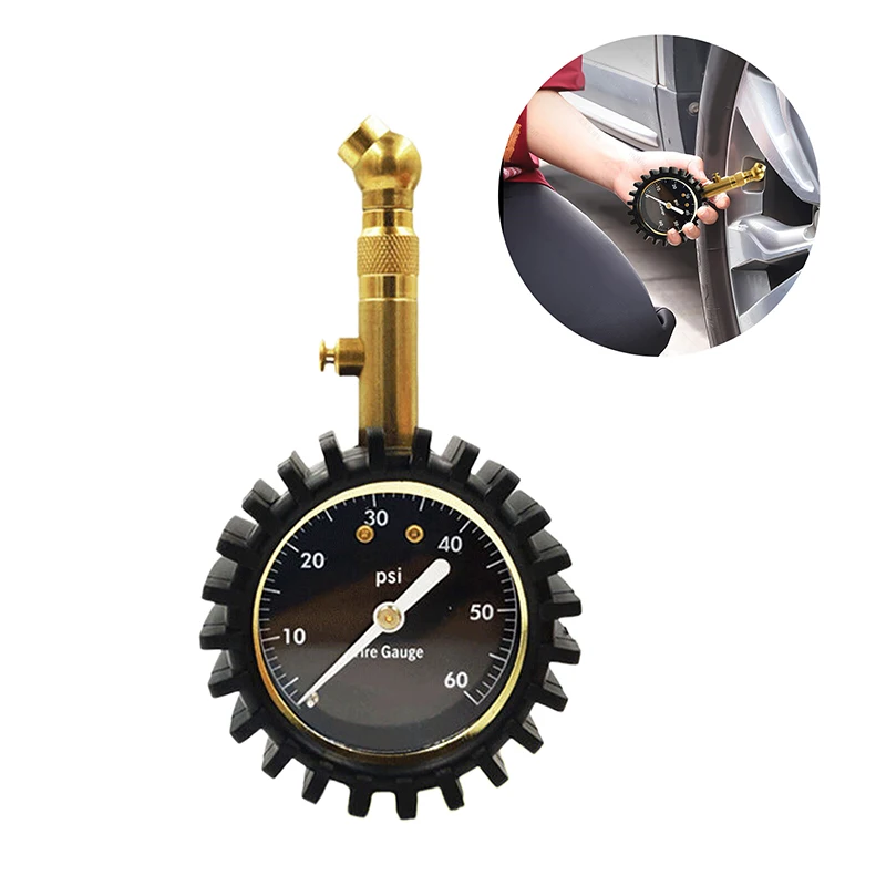 Car Tire Pressure Gauge (0-60 PSI), Heavy Duty Tire Gauge Accurate And Easy To Read Glow Dial, Low And High Air Pressure Gauge