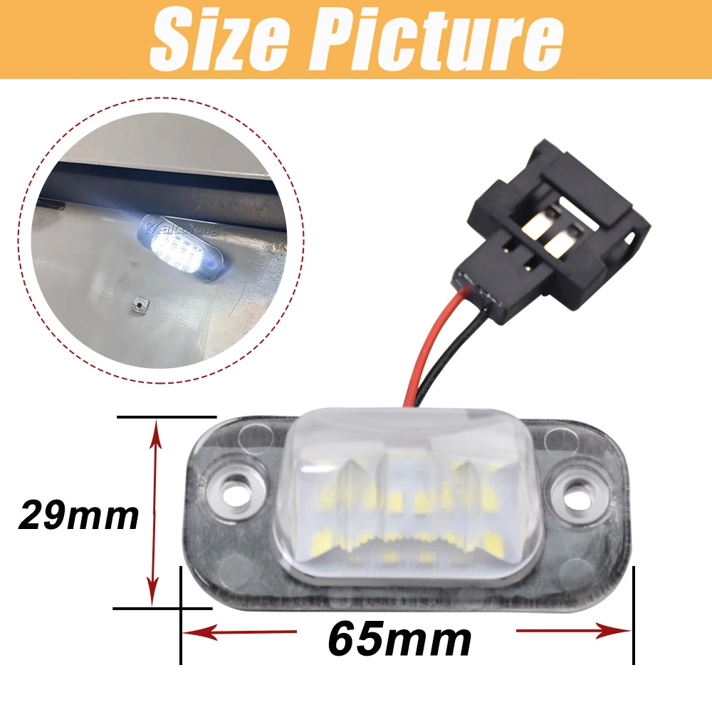 2Pcs Car LED License Number Plate Light Lamps For VW Golf 3 Hatchback Cabriolet Polo MK3 6K Seat Ibiza 2 Toledo 1L Cordoba 6K