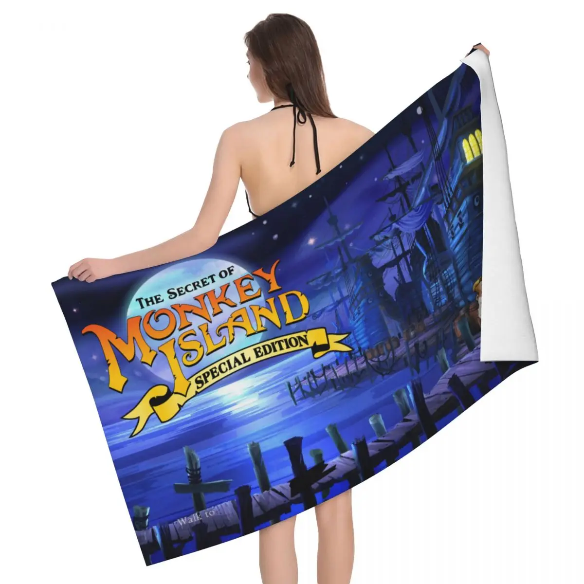 

Secret Of Monkey Island Beach Towel Quick Drying Video Games Soft Linen Microfiber Bath Sauna Towels