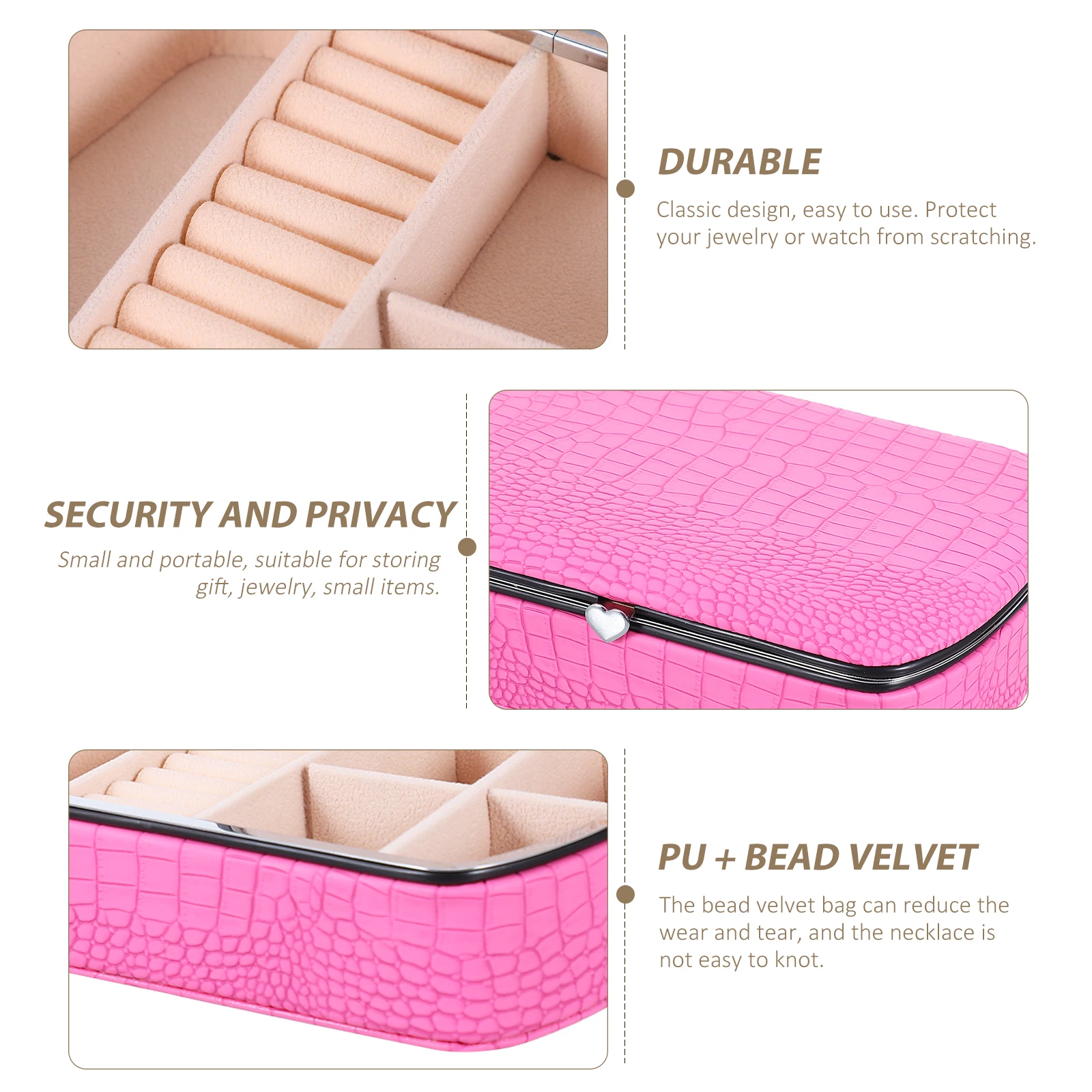 

1pc Pu Jewelry Box Large Capacity Earring Ring Storage Case Alligator Pattern Portable Container For Travel Home Use
