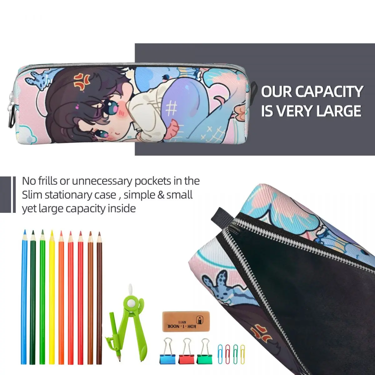 Love And Deepspace Rafayel Pencil Cases Creative Pen Holder Bag Student Large Storage Students School Zipper Pencil Pouch