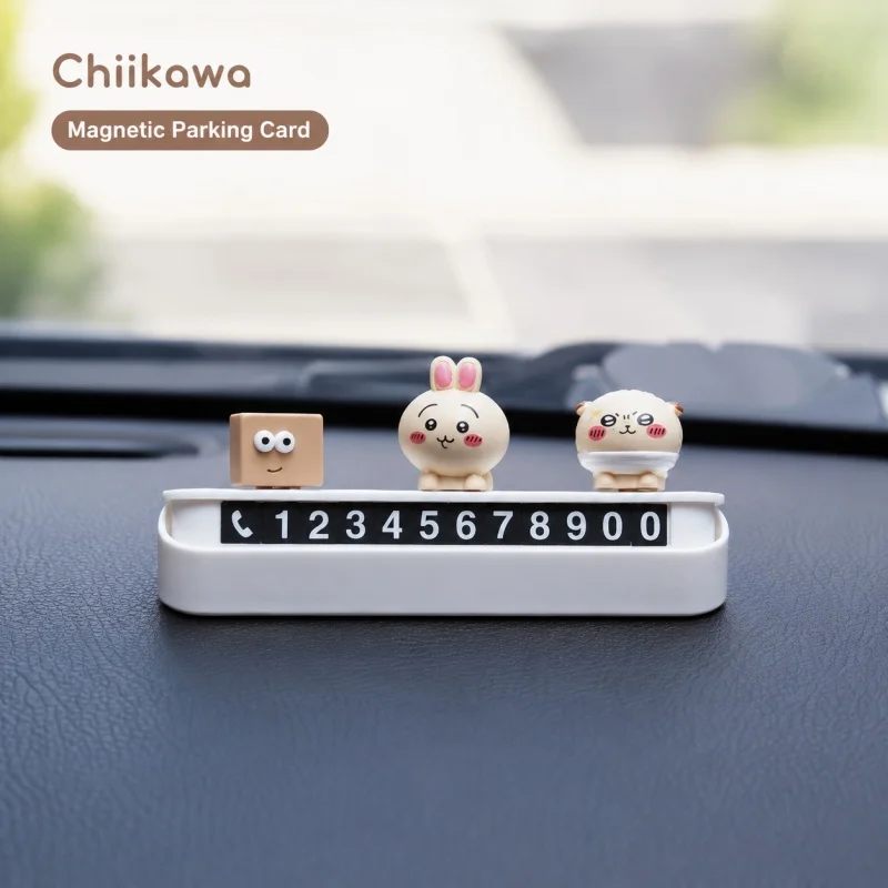 Anime Chiikawa Hachiware Car Parking Phone Number Card Magnetic Contact Display Temporary Parking Sign Dashboard Ornament Auto - view 3
