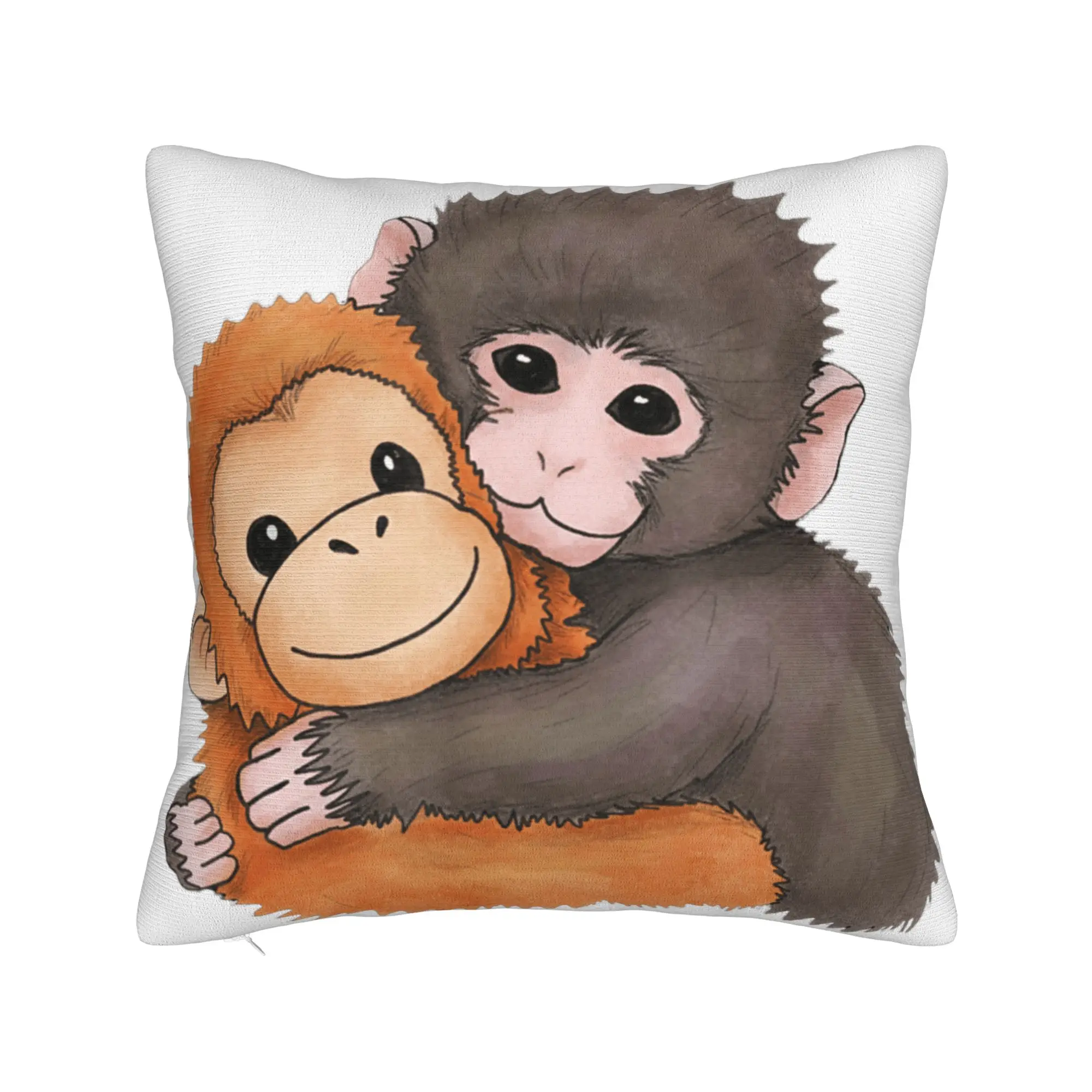 Cute Baby Monkey Named Punch Plush Hugging Pillow Case  Print Pillow Cover For Wedding Party Home Decor Funny Pillowcases