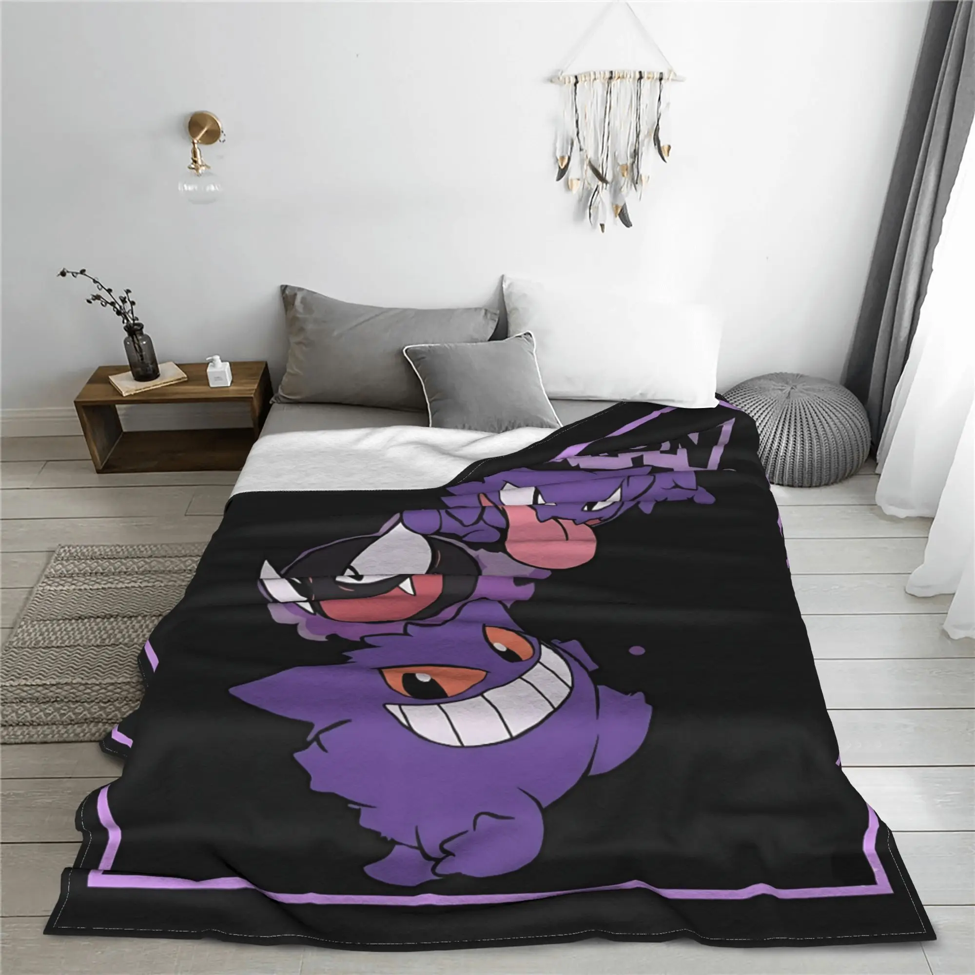 1PC Pokemons Theme Anime Gengar  Winter Blankets for Adults Bedding Home Interior Sofa Knee