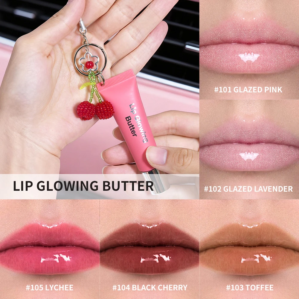 Brillo de labios llavero de labios para bolsa de teléfono accesorios de larga duración hidratante nutrir el cuidado de los labios maquillaje marrón rosa