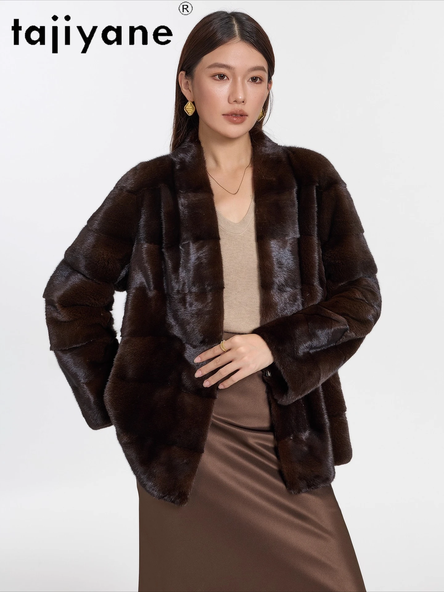 TAJIYANE 100% Natural Mink Fur Coat Woman Stylish Real Fur Jacket High Quality Female Outerwears 2025 Winter Women Clothes шуба