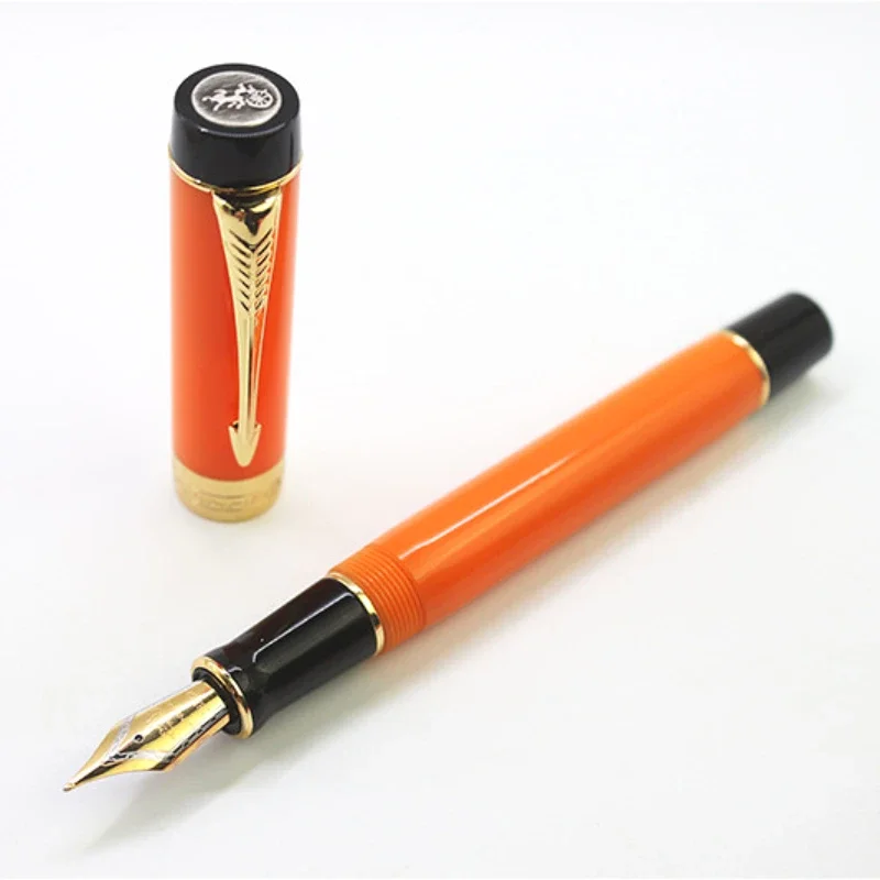 Jinhao 100 Resin Orange Fountain Pen Natural High-grade Stone Pattern F 0.5mm Writing Ink Pen Office School Supplies Stationery