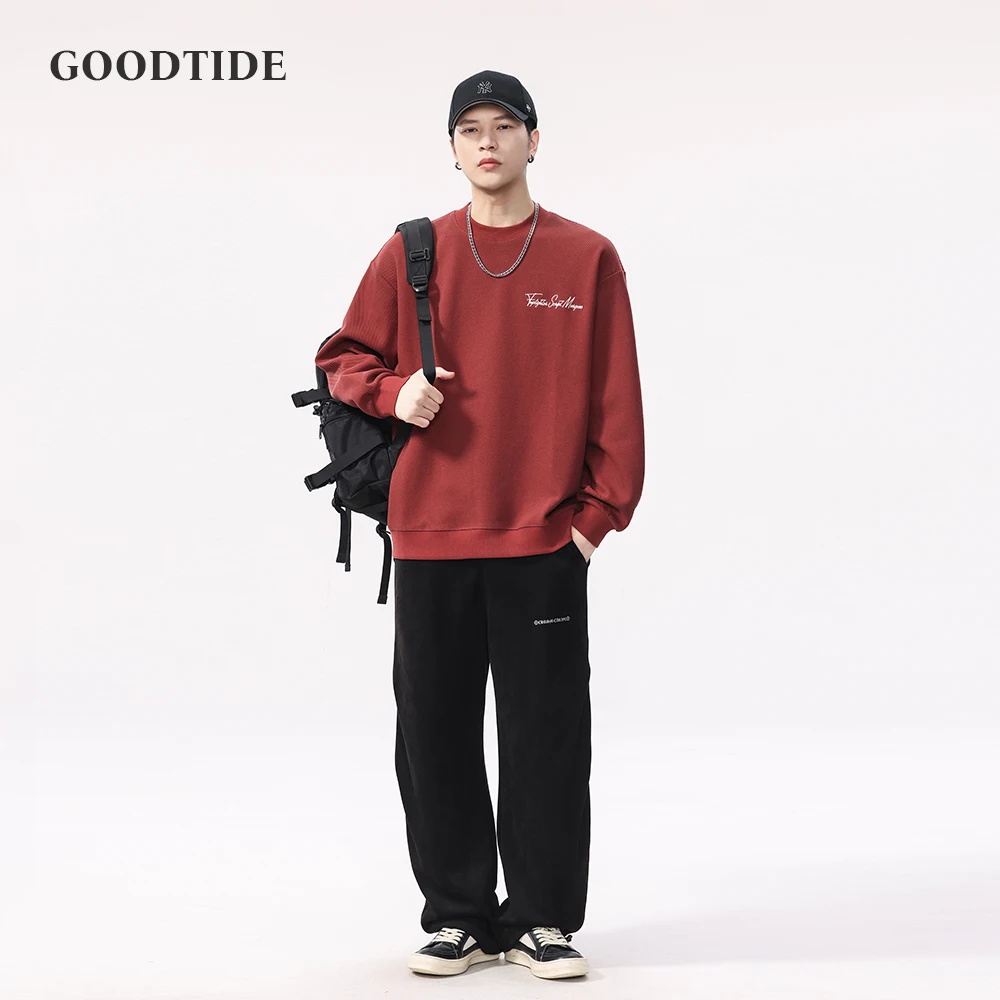 سترة رجالية ثقيلة الوزن 360 جرام مطرزة بحروف بياقة دائرية 2025 خريف شتاء جديد فضفاض متعدد الاستخدامات #6