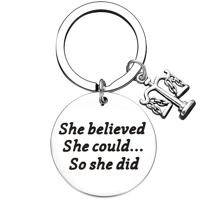 Lawyer Gift Law School Graduation Gift Keychain She Believed She Could So She Did Key Chain Pendant Jewelry