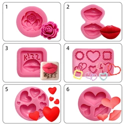 love lips kiss flowers Romantic Valentine's Day express love fondant mold flower petals handmade creative cookie mold