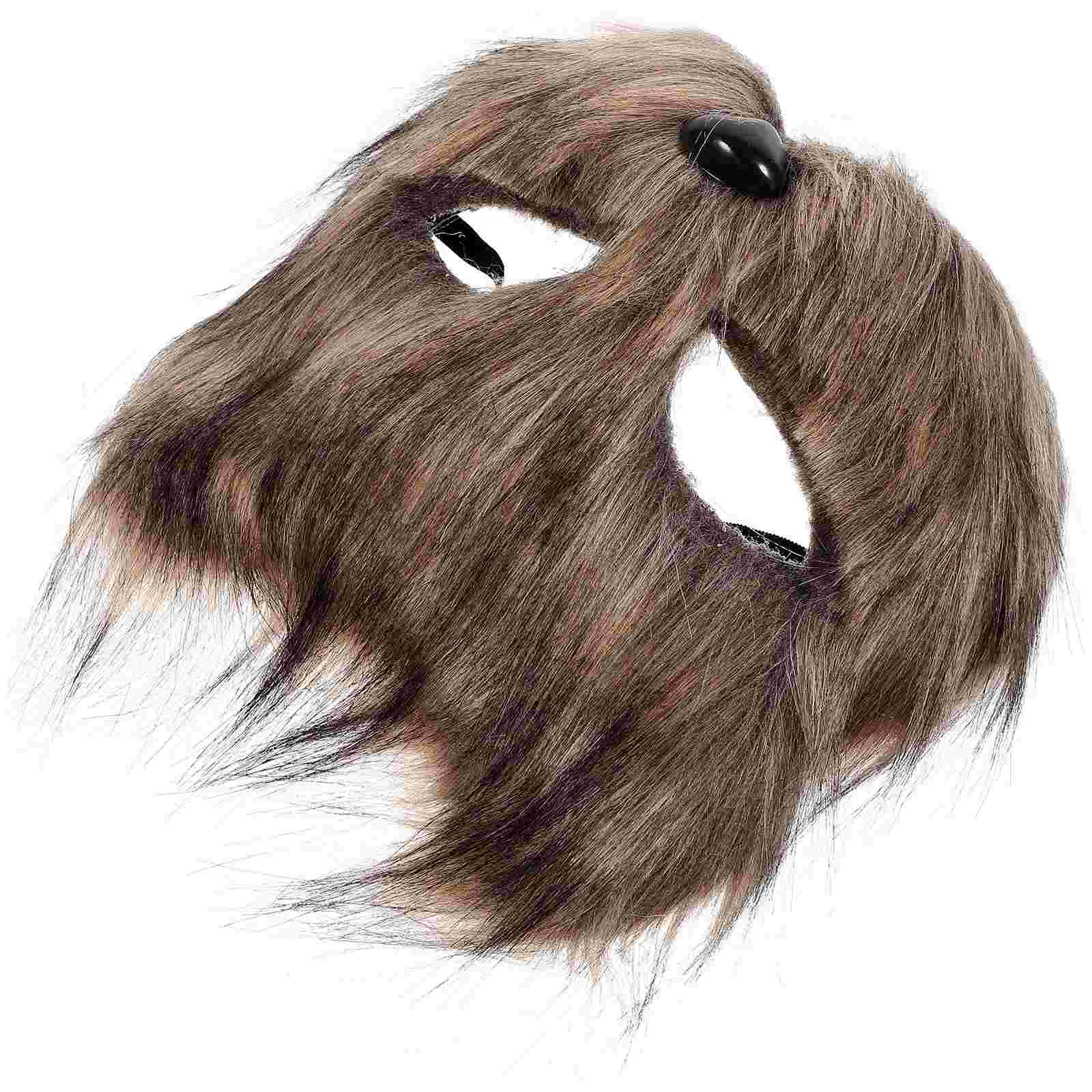 Mask Circus Photo Booth Props Stage Halloween Artificial Masquerade Accessories Plastic Half Face Costume Fox Man Faux Fur Tail