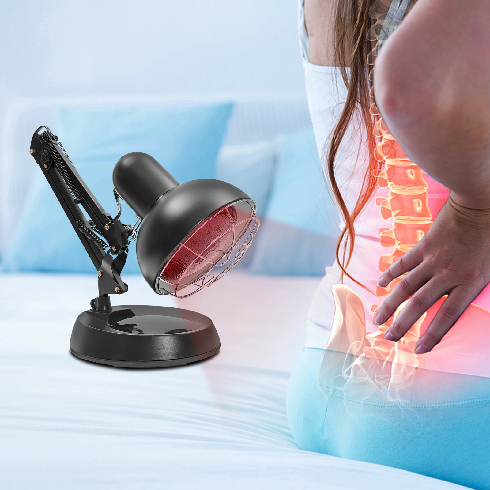 150W Infrarot-Wärmelampe für Zuhause Infrarot-Therapielampe zur Linderung von Muskelschmerzen und Rückenschmerzen Schwarz 65cm – Detail 3