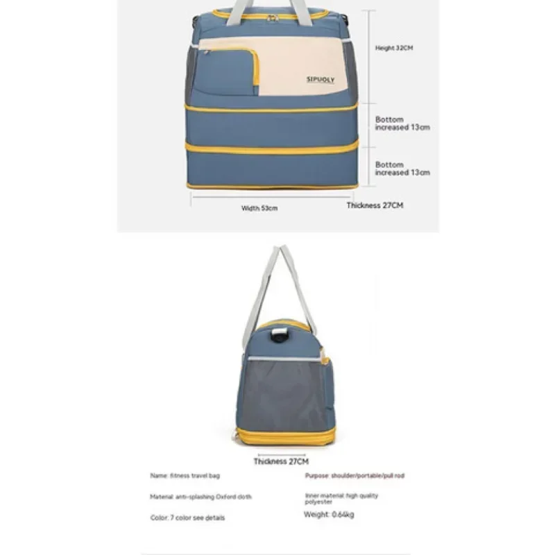 Tas penyimpanan yang dapat diperluas dengan tas olahraga multifungsi, tas penyimpanan pakaian pemisah basah kering kebugaran portabel kapasitas besar
